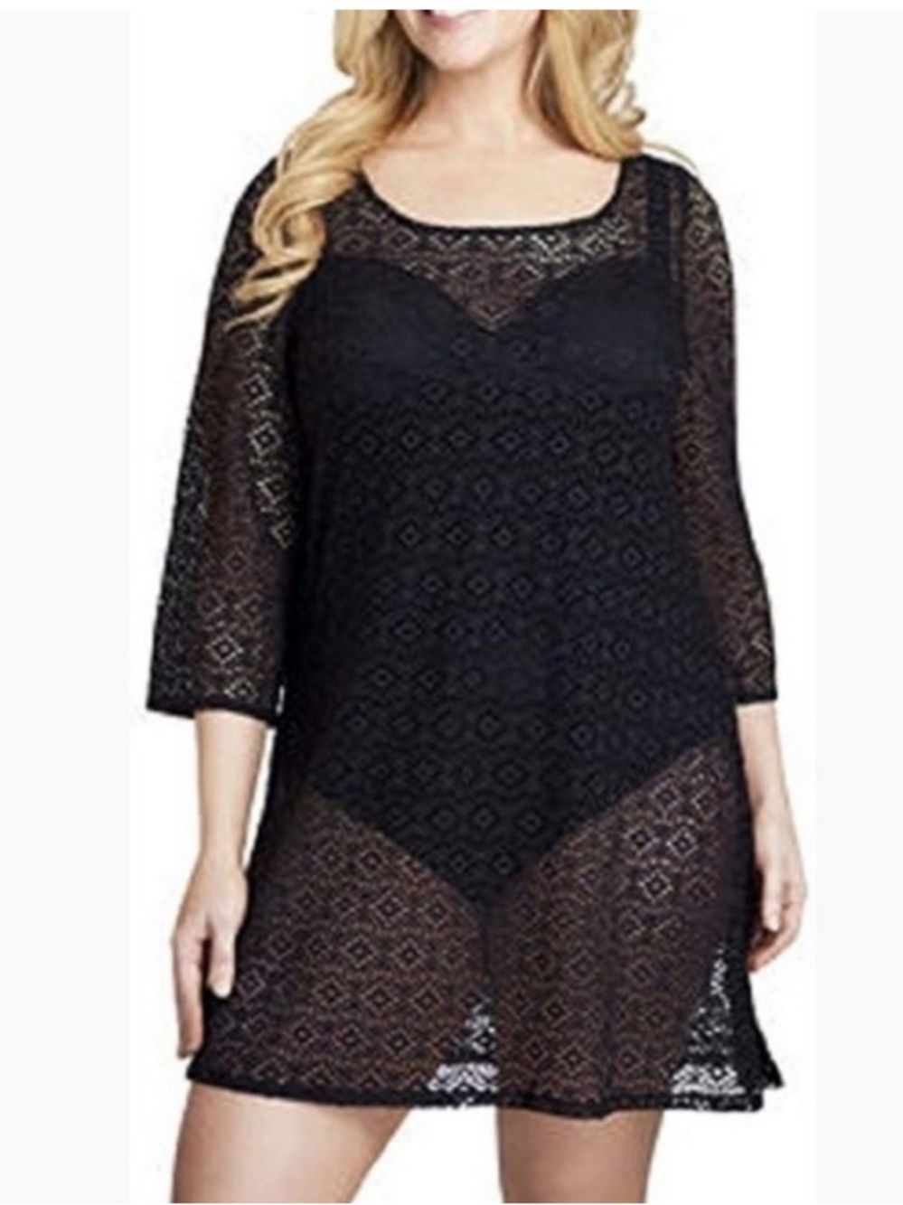 Miraclesuit Beach Coverup Black Crocheted Size Medium